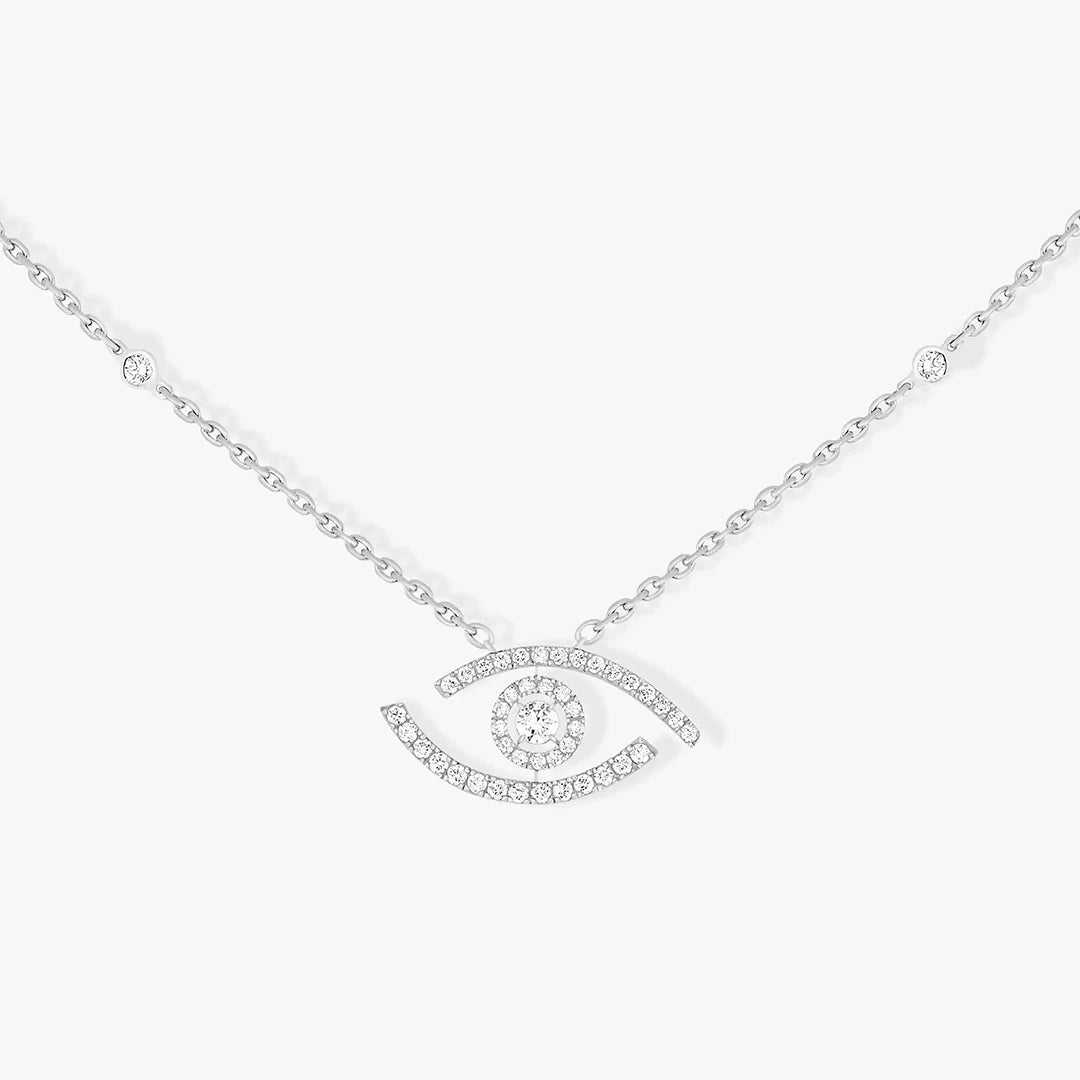 925 Sterling Silver Eye Shape Pendant Necklace - Luxury Women's Diamond Jewelry for Lucky Eye, Advanced Pairing and Layering