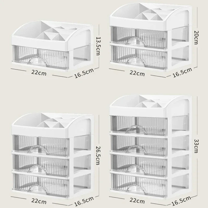 Large Capacity Transparent Multi-layer Makeup Storage Box - Multi-functional Desktop Organizer for Jewelry and Makeup