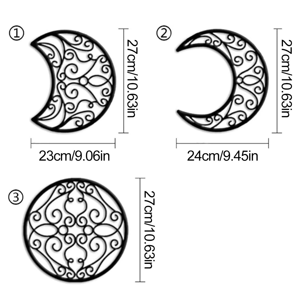 5pcs Black Moon Phase 3D Wall Hanging - Nordic Bohemian Spiritual Bedroom & Christmas Decor