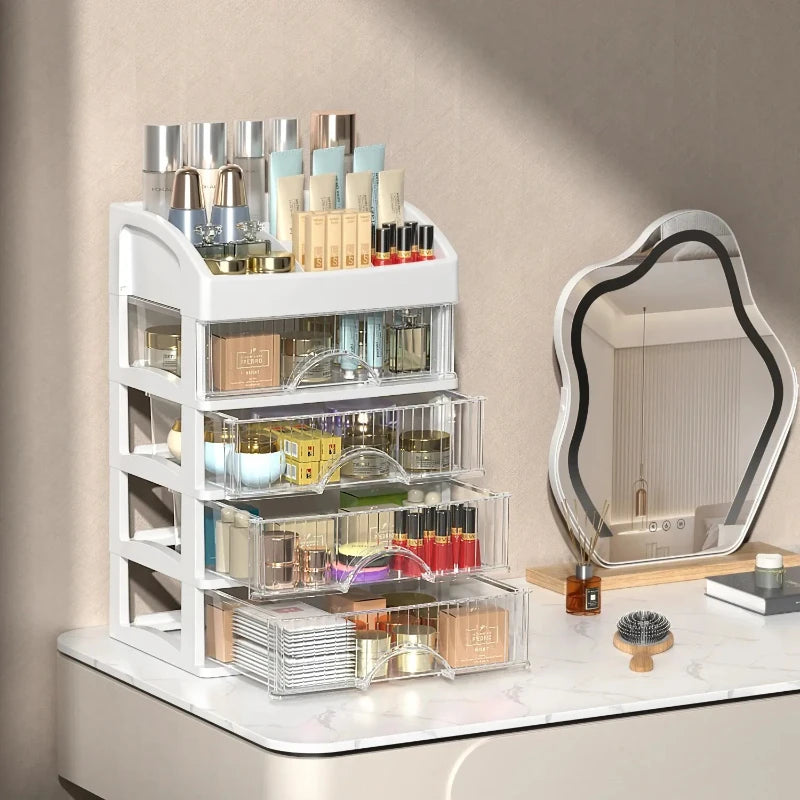 Large Capacity Transparent Multi-layer Makeup Storage Box - Multi-functional Desktop Organizer for Jewelry and Makeup