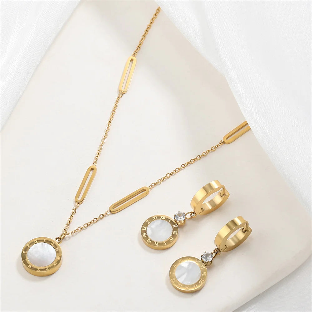 Roman Numerals Gold Jewelry Sets