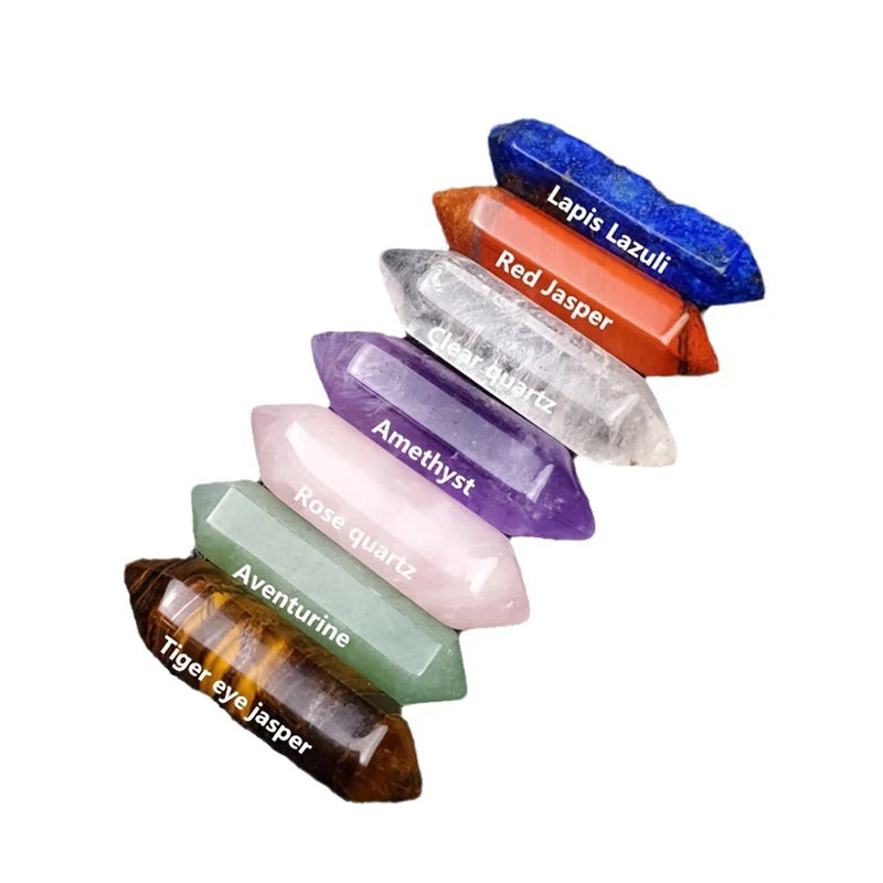 14pcs Pointed Quartz Crystal Chakra Healing Stones Set - Hexagon Rose Quartz Gems for Meditation and Bedroom Decor