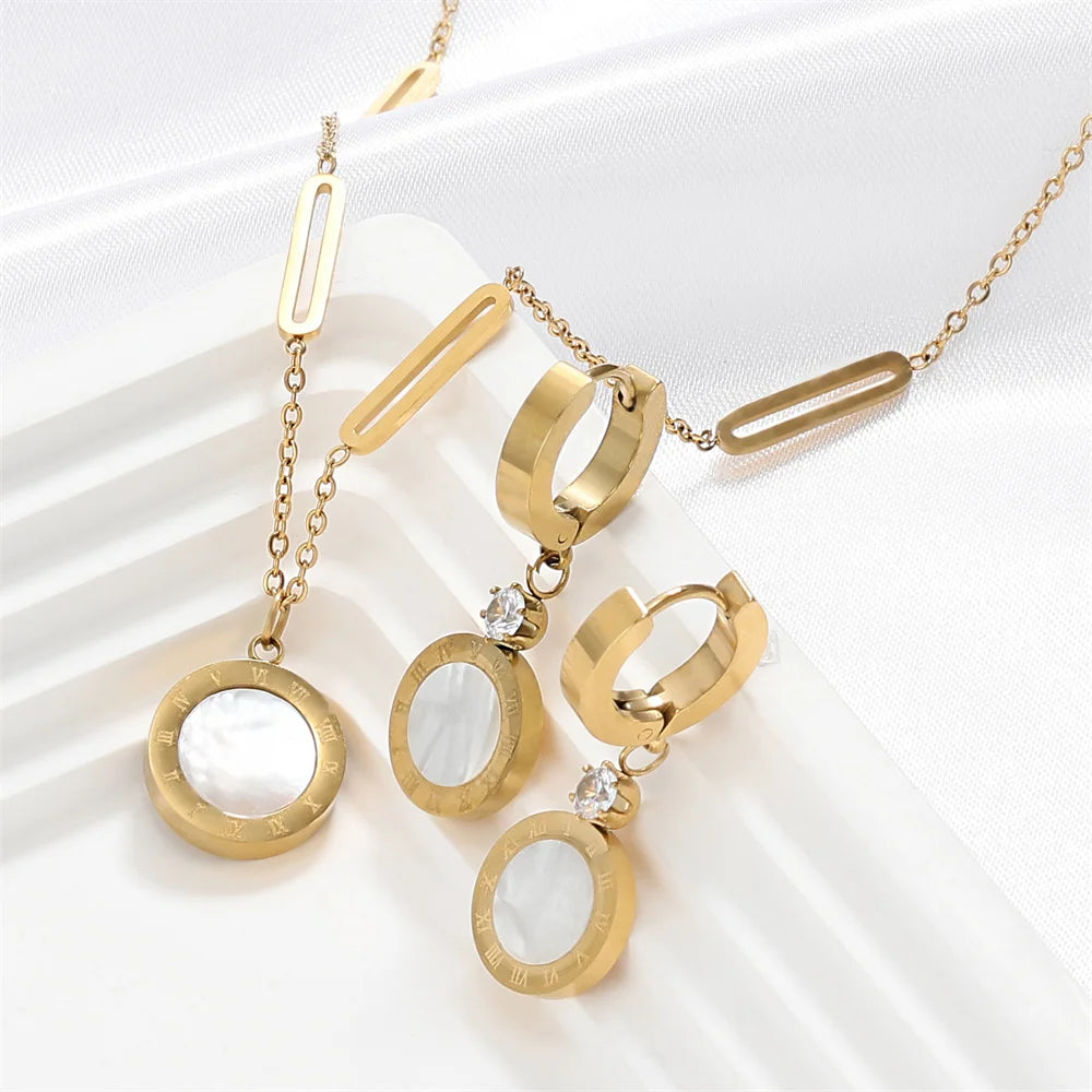 Roman Numerals Gold Jewelry Sets
