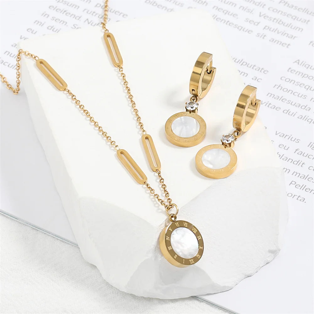 Roman Numerals Gold Jewelry Sets