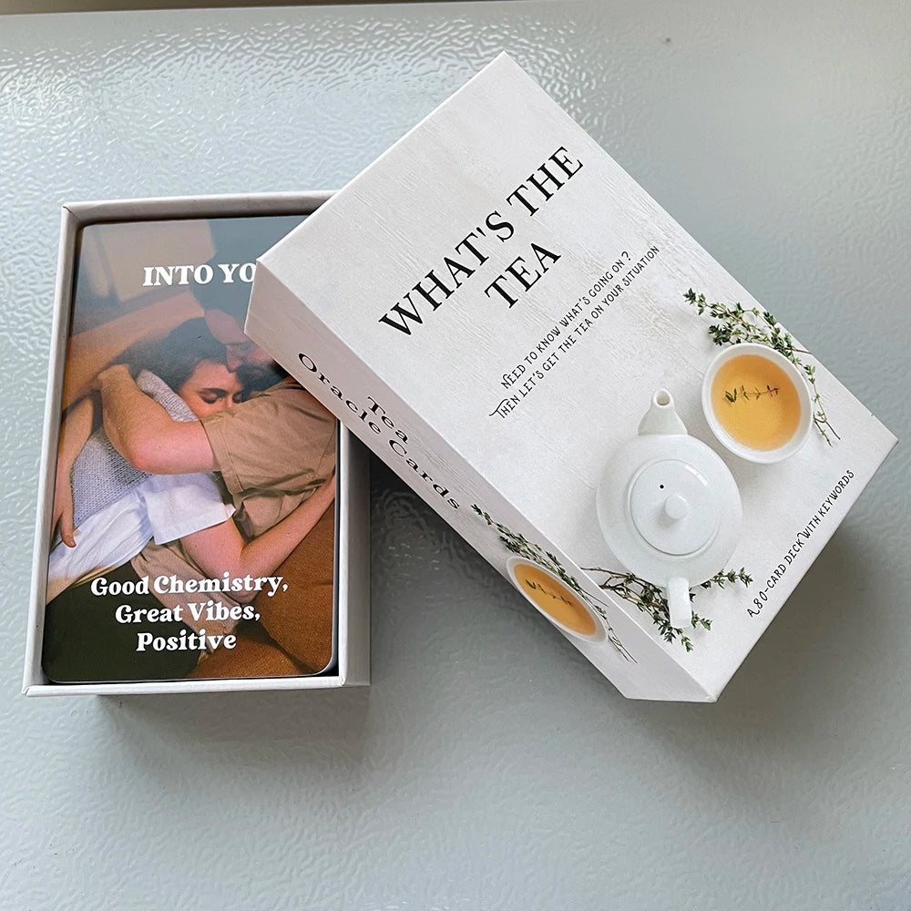 Tea Oracle Cards - 400 GSM Paper Fortune Telling Deck, Prophecy Divination (80 Cards, English Version)