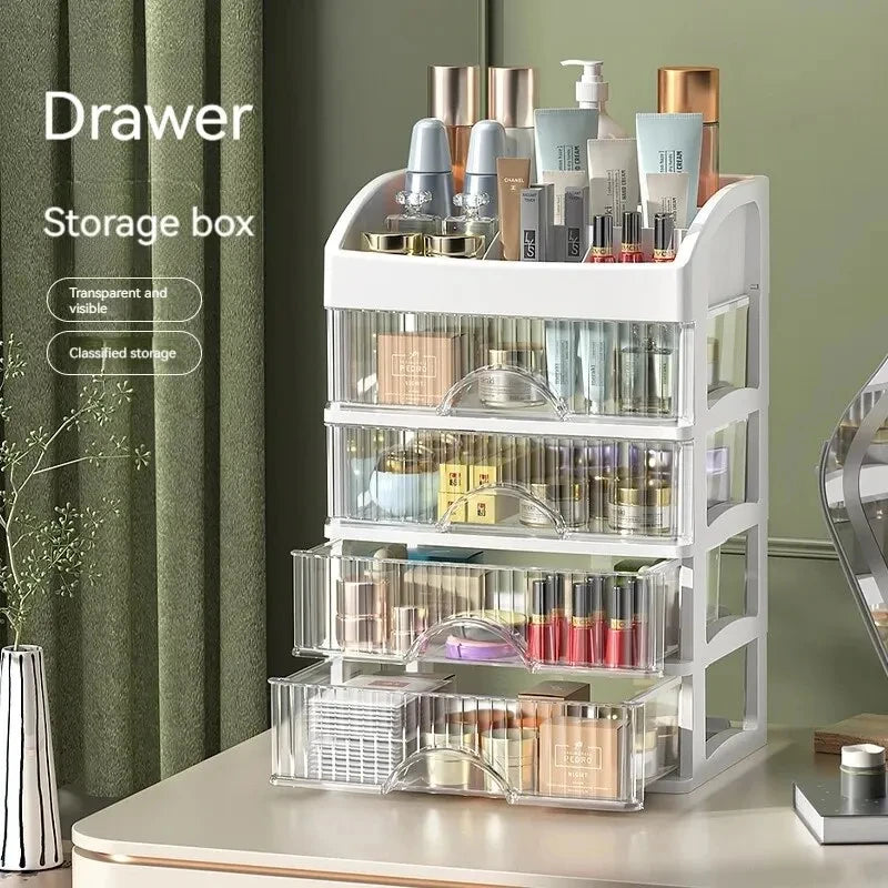 Large Capacity Transparent Multi-layer Makeup Storage Box - Multi-functional Desktop Organizer for Jewelry and Makeup