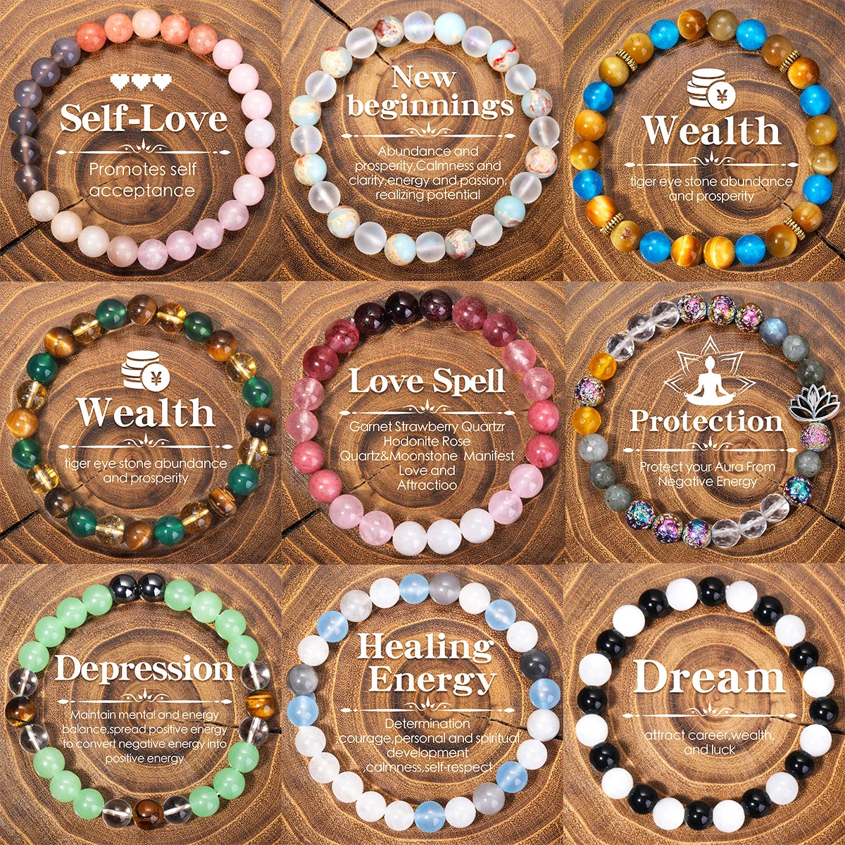 15 Divine Intentions: Spiritual Bracelet Set