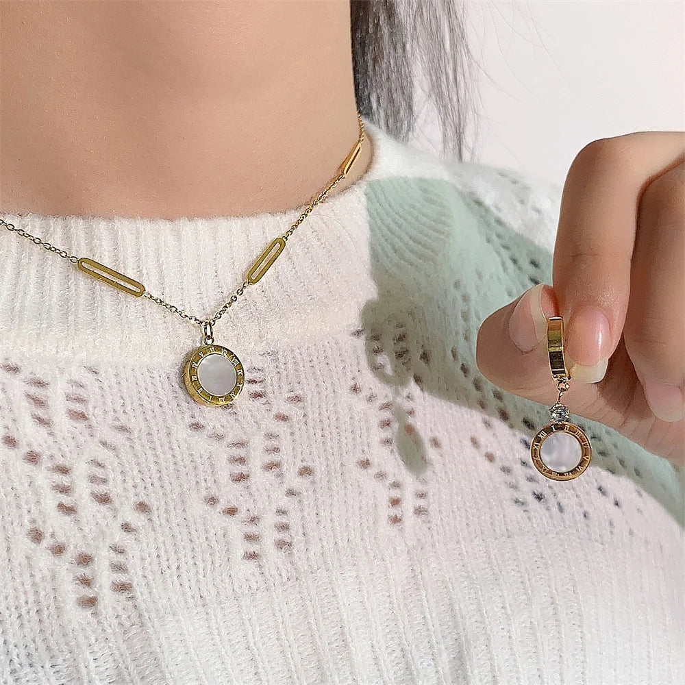 Roman Numerals Gold Jewelry Sets