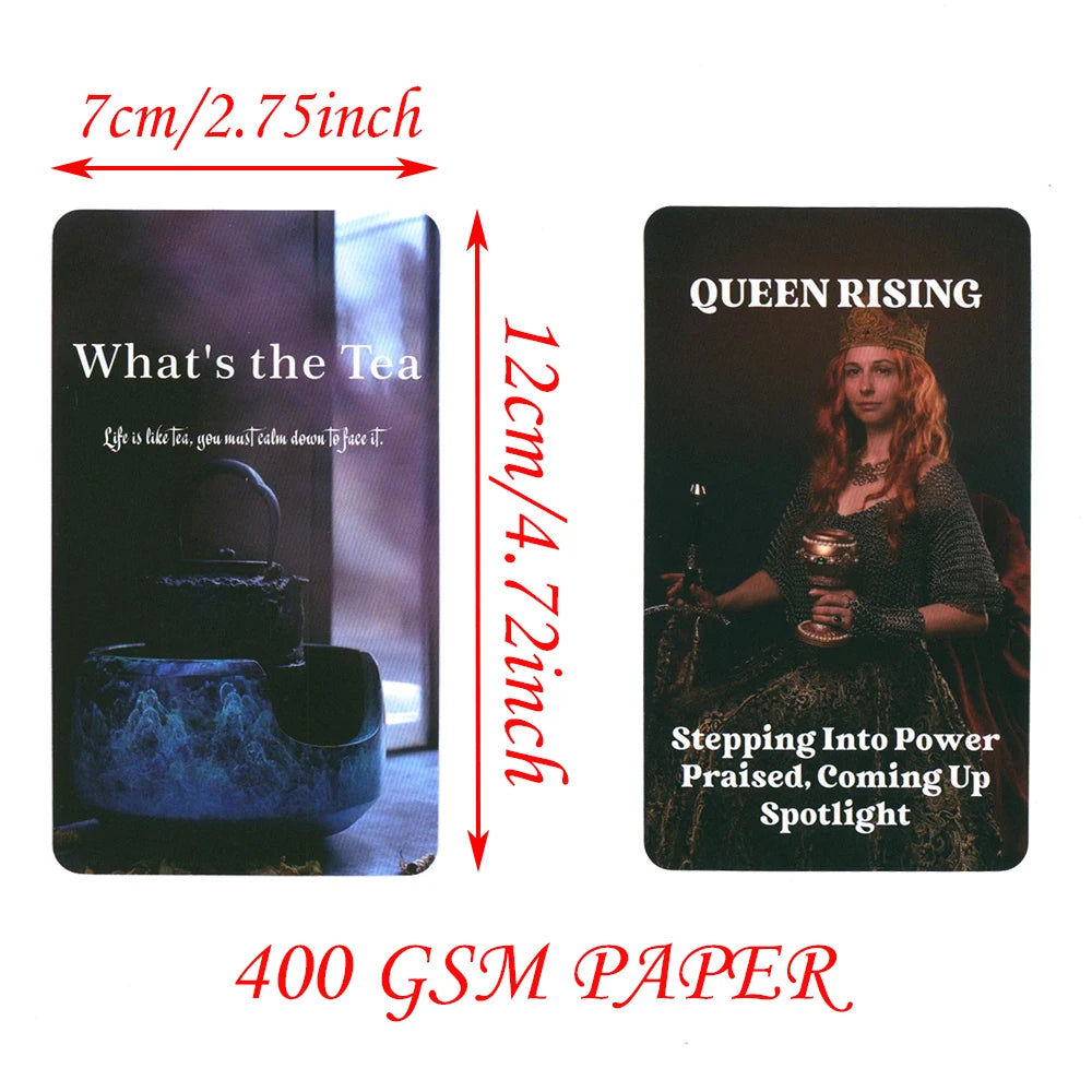 Tea Oracle Cards - 400 GSM Paper Fortune Telling Deck, Prophecy Divination (80 Cards, English Version)
