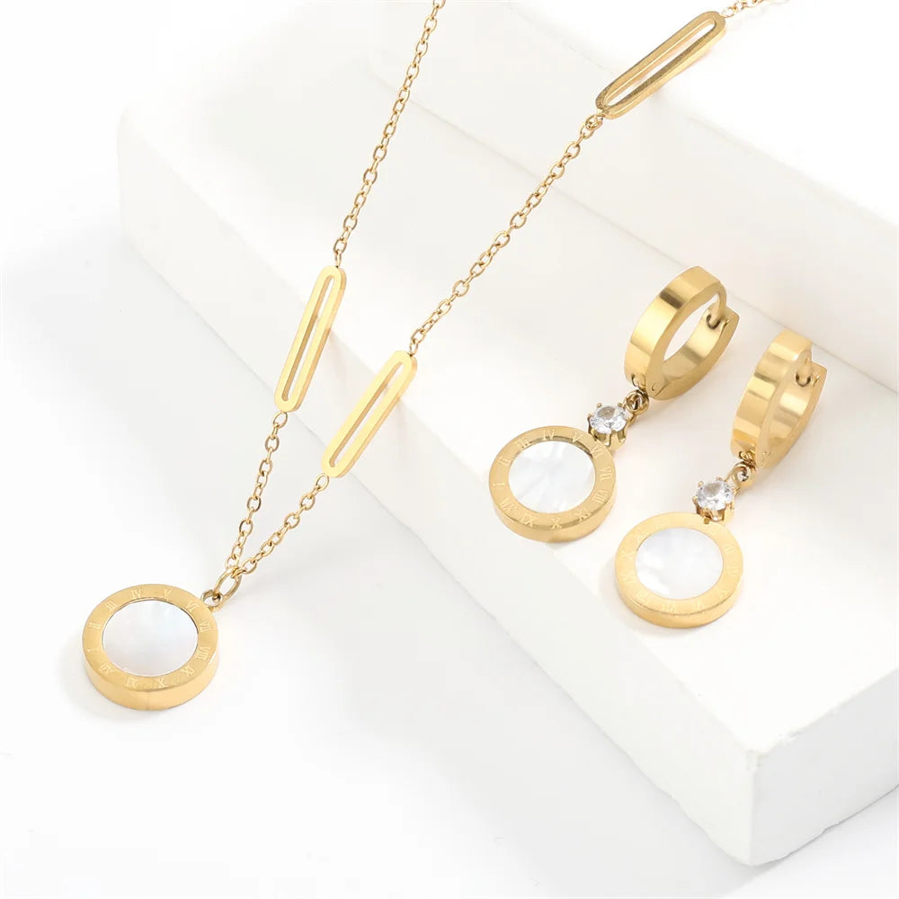 Roman Numerals Gold Jewelry Sets